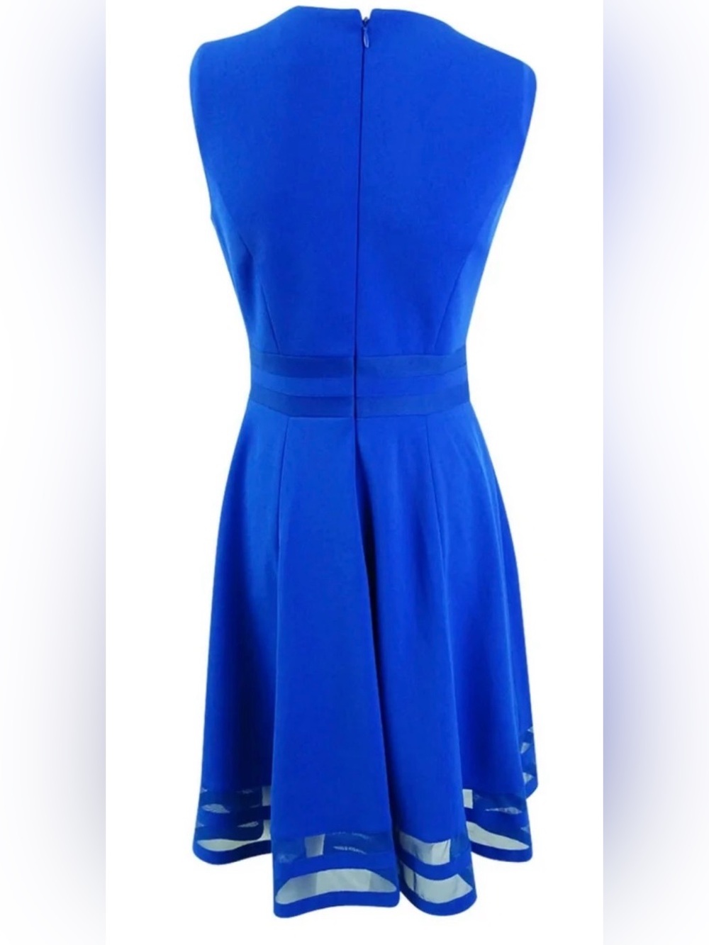 Calvin Klein Cobalt Blue Sleeveless Fit-and-Flare Dress- Size 14W - Picture 3 of 5